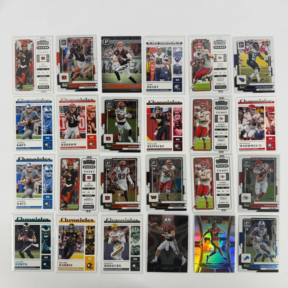 186 Panini Football Card Lot 30 Rookies Select Prizm Optic Mahomes Brady Burrow